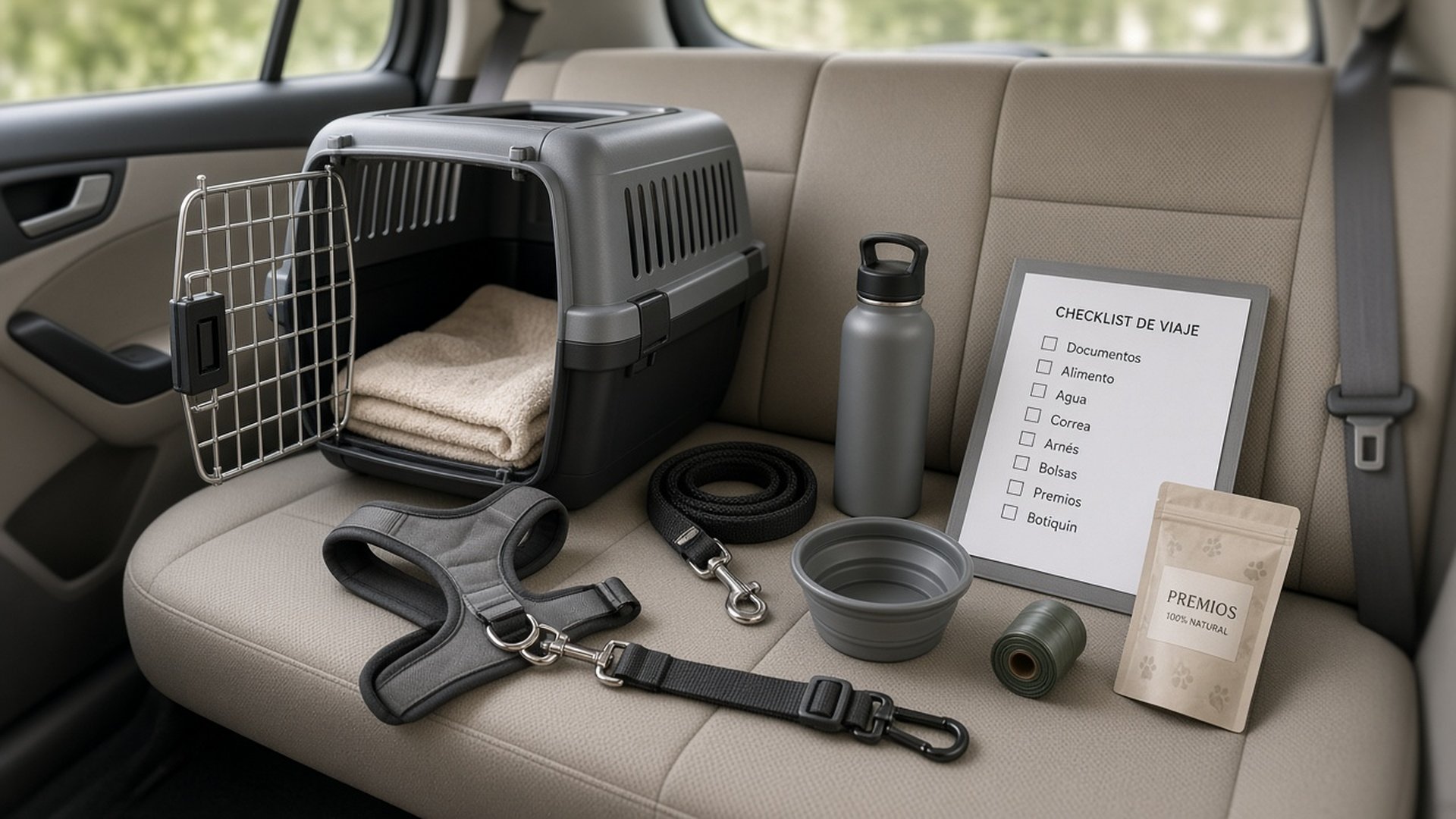 Viajar en coche tras adoptar: transportín, asiento, paradas y qué preguntar