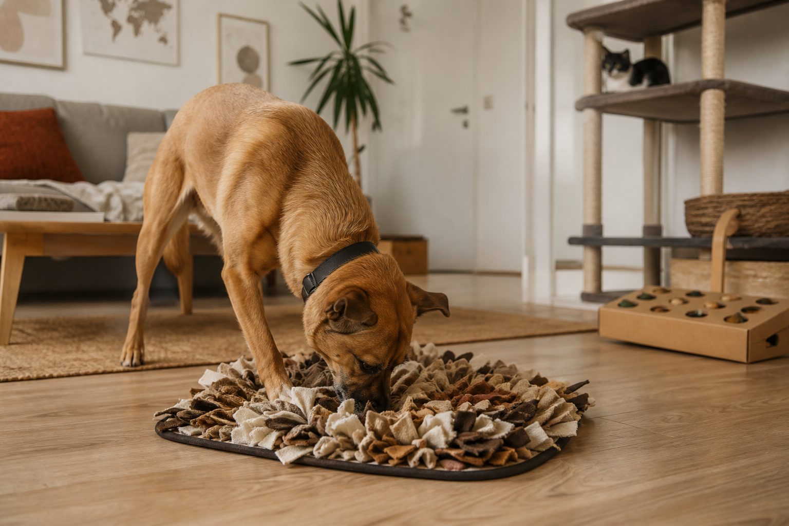 Enriquecimiento ambiental en casa: qué es y cómo montarlo para un perro o un gato
